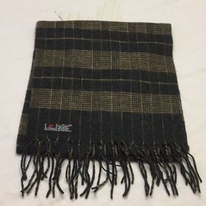 Cashmink Scarf Charcoal & Tan Plaid w/Fringe Ends